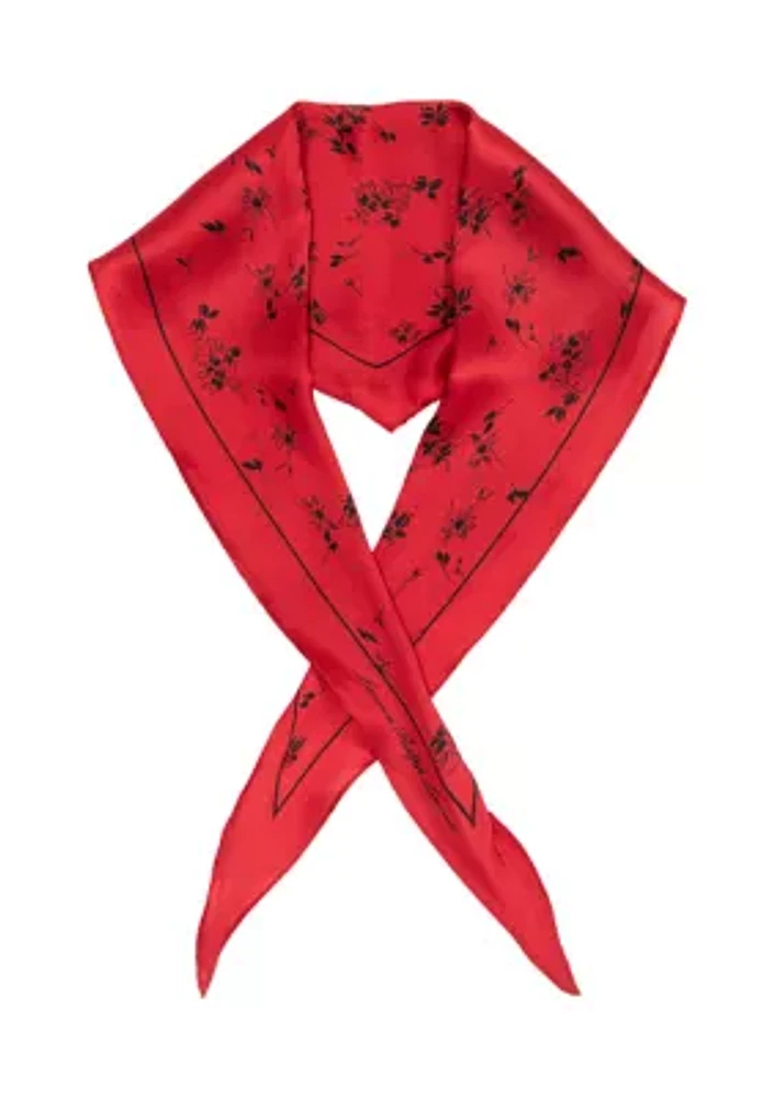 Ink Floral Printed Small Diamond Scarf