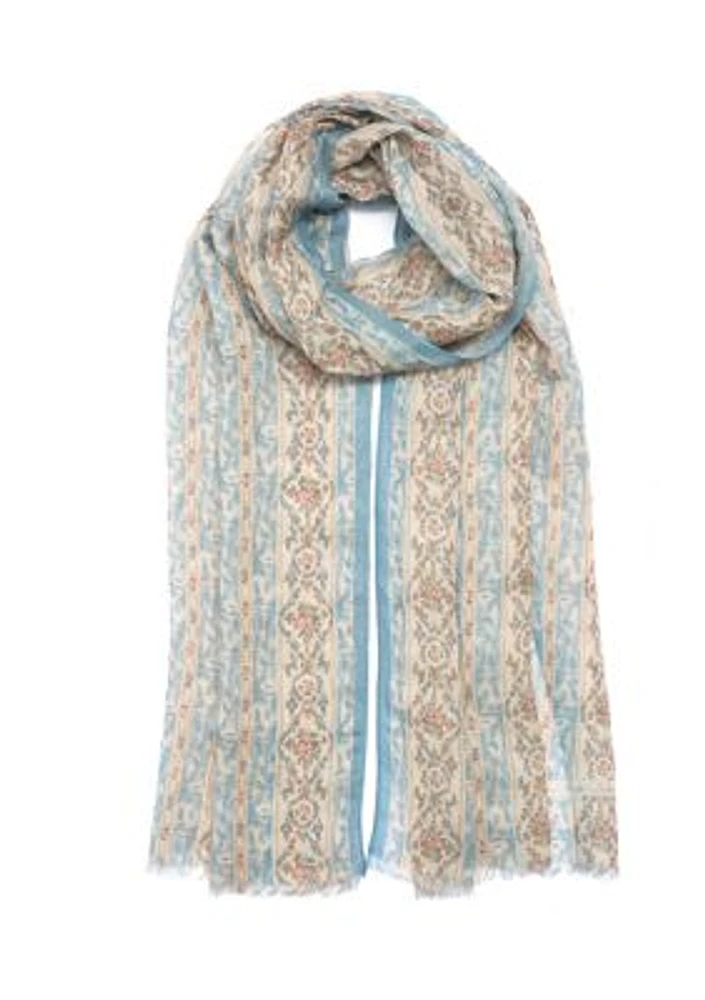 Floral Stripe Wrap Scarf