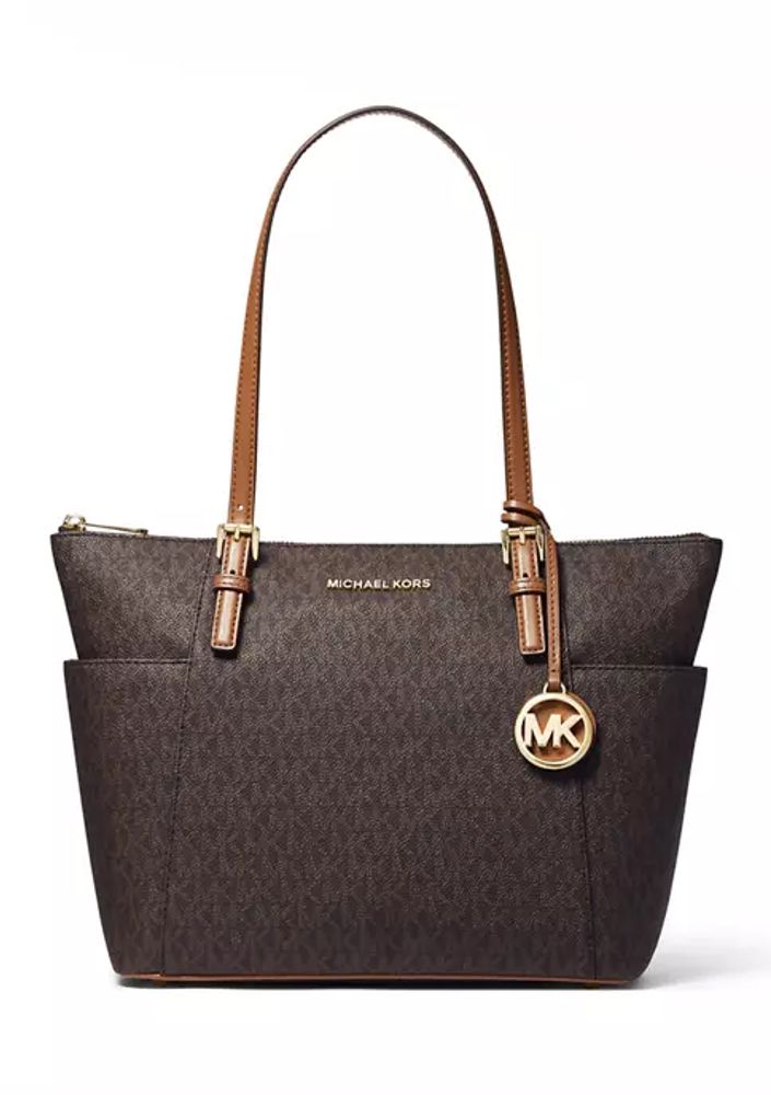 Michael Michael Kors Vanilla/Acorn Jet Set East West Top Zip Tote Bag