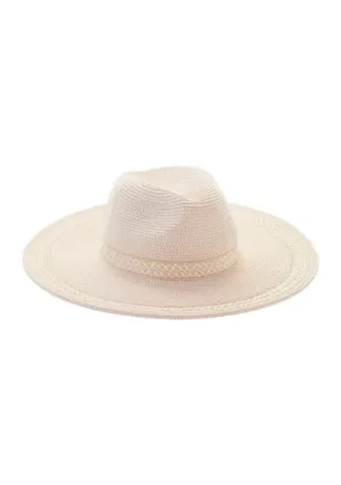 Mixed Straw Down Brim Fedora 