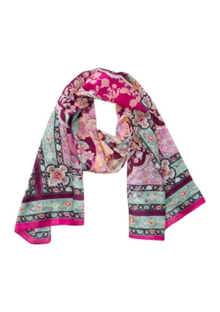 Folk Rose Oblong Scarf