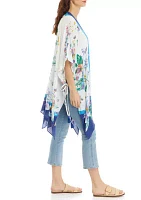 Women's Lily Botanical Print Duster with Tassels