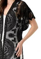 Scallop Lace Flutter Sleeve Wrap
