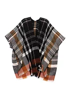 Women's Oversized Plaid Printed Feather Topper