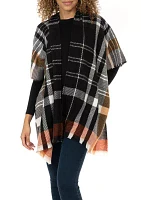 Women's Oversized Plaid Printed Feather Topper