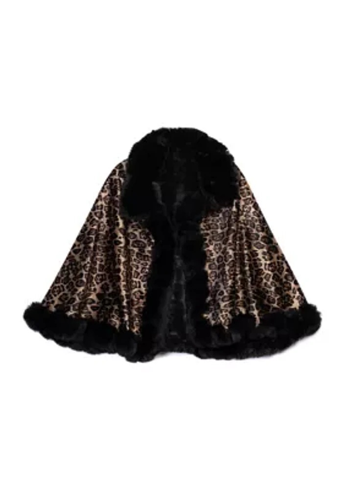 Women's Faux Fur Collar Leopard Printed Topper