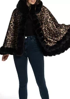 Women's Faux Fur Collar Leopard Printed Topper