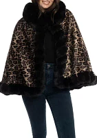 Women's Faux Fur Collar Leopard Printed Topper