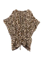 Women's Animal Printed Jacquard Belted Topper