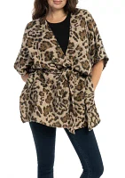 Women's Animal Printed Jacquard Belted Topper