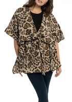 Women's Animal Printed Jacquard Belted Topper