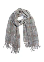 Women's Space Dyed Plaid Feather Soft Scarf