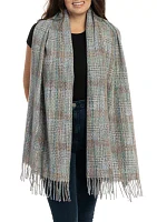 Women's Space Dyed Plaid Feather Soft Scarf