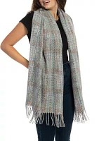 Women's Space Dyed Plaid Feather Soft Scarf