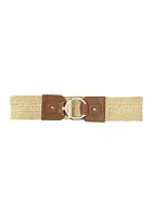 Circle Bar Stretch Raffia Belt