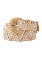 Patterned Stretch Raffia Belt