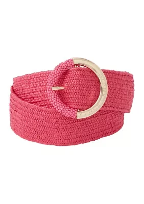 Stretch Raffia Belt with Beaded Buckle