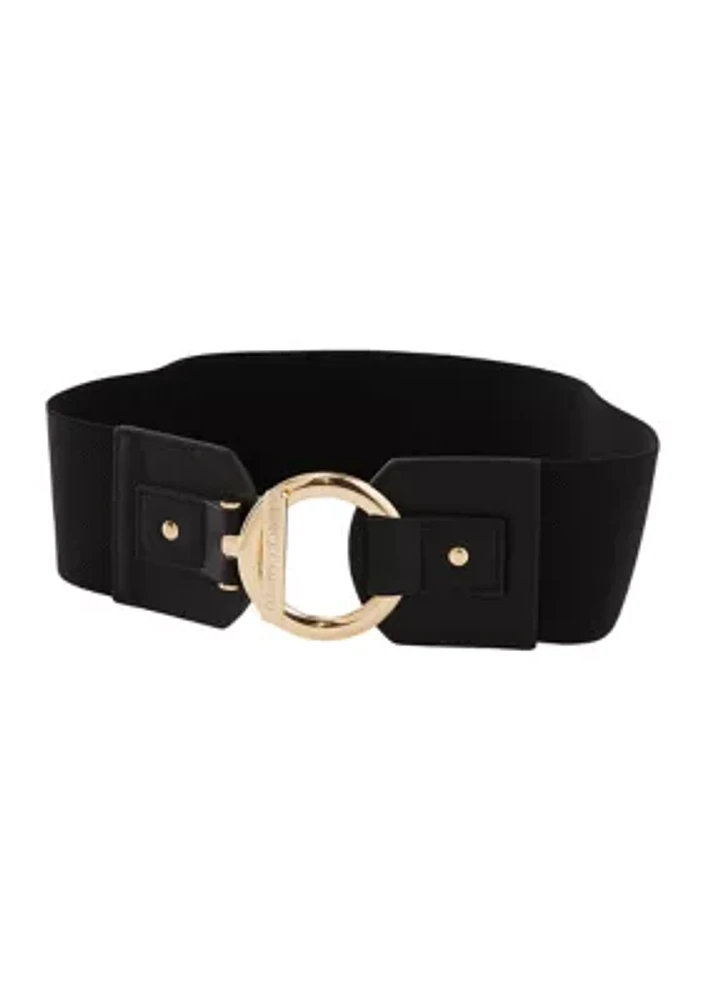 Circle and Bar Interlock Stretch Back Belt