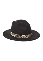 Vegan Leather Animal Print Banded Hat 