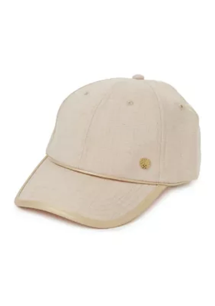 Women's Metallic Trim Linen Baseball Cap