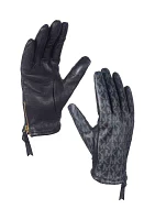 Printed Logo Leather Gloves