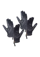 Printed Logo Leather Gloves