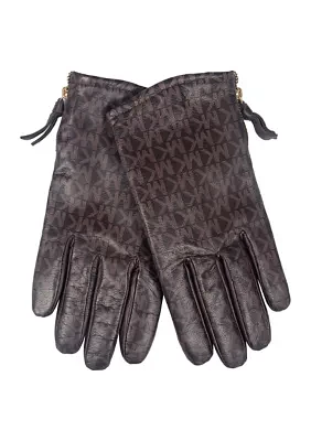 Printed Logo Leather Gloves