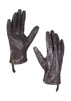 Printed Logo Leather Gloves