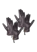 Printed Logo Leather Gloves