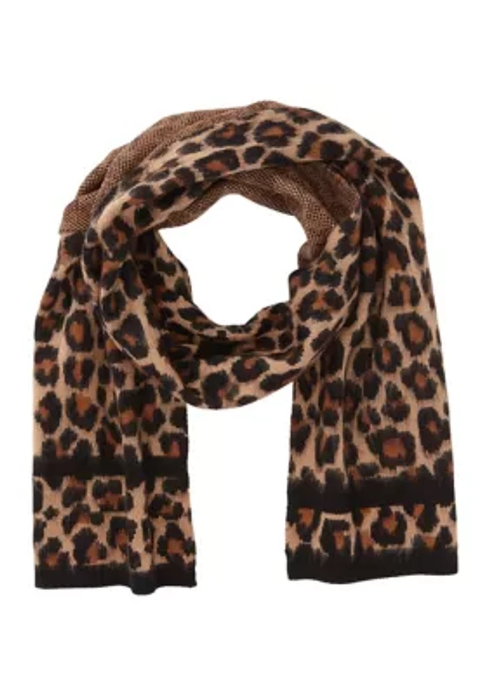 	  Brushed Three Color Leopard Scarf 