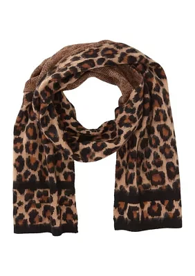 	  Brushed Three Color Leopard Scarf 