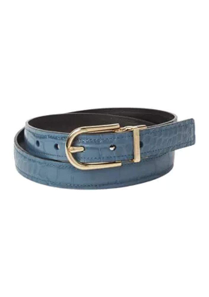 Reversible Croc Leather Belt