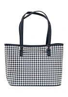 Saffiano Houndstooth Tote