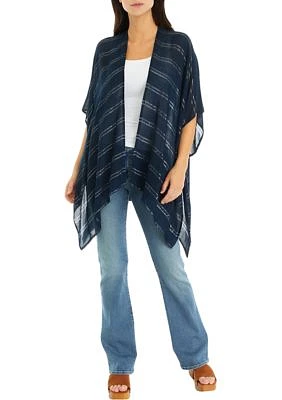 Women's Lurex Sequin Striped Ruana Wrap