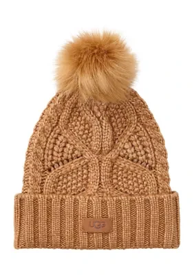 Cable Knit Beanie with Pom Pom