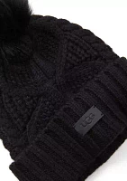 Cable Knit Beanie with Pom