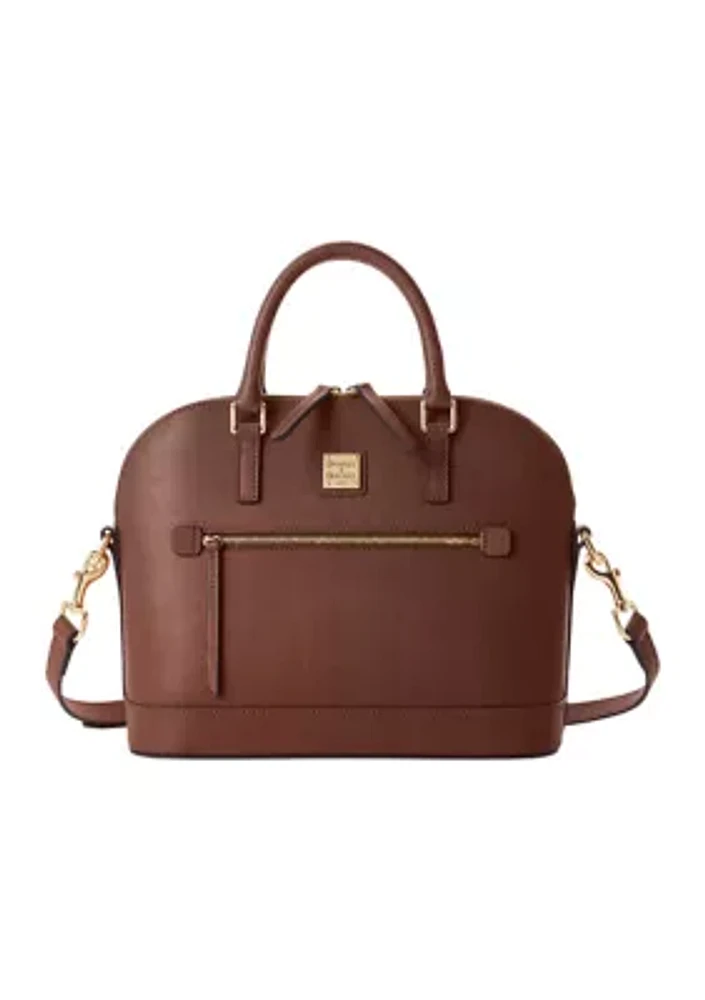 Saffiano Domed Zip Satchel