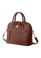 Saffiano Domed Zip Satchel