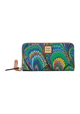 Plumes Large Zip Around Wristlet