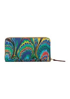 Plumes Large Zip Around Wristlet