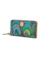 Plumes Large Zip Around Wristlet