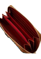 Plumes Large Zip Around Wristlet