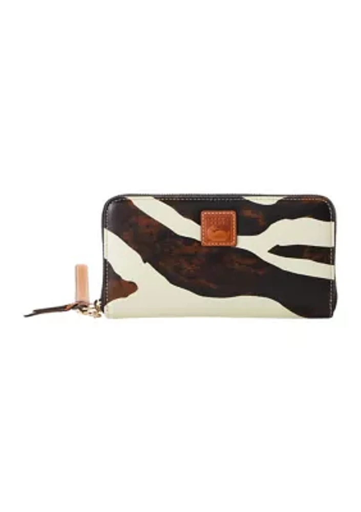 Zebra Printed Large Zip Around Wristlet