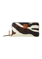 Zebra Printed Large Zip Around Wristlet