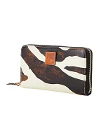 Zebra Printed Large Zip Around Wristlet