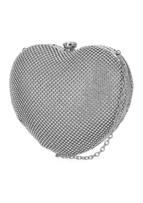 Gail Crystal Mesh Heart Shape Minaudière Crossbody