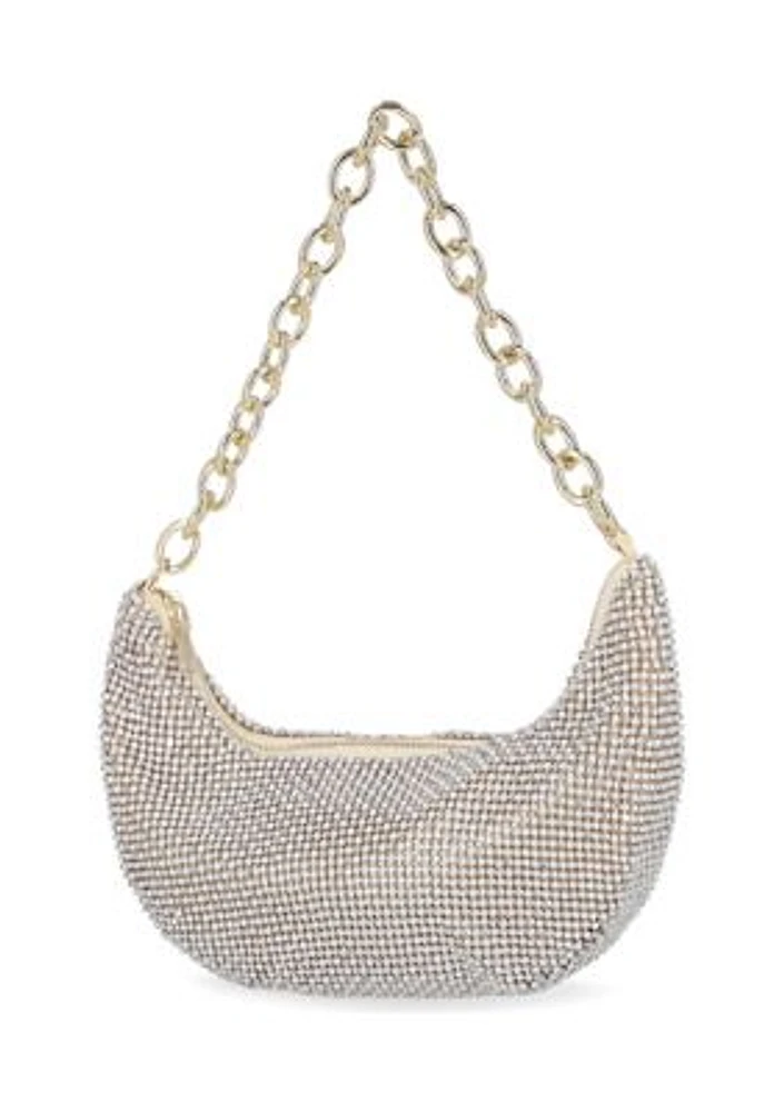 Maya - Diamond Mesh Half Moon Shape Hobo Bag