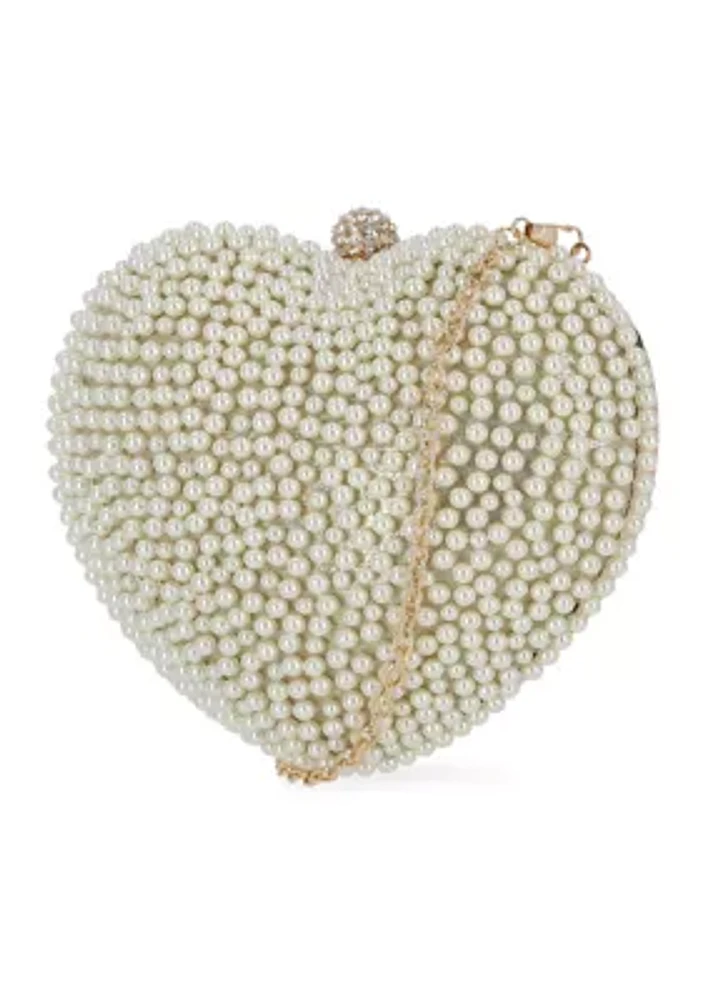 Gail Pearl Heart Shape Minaudière Crossbody