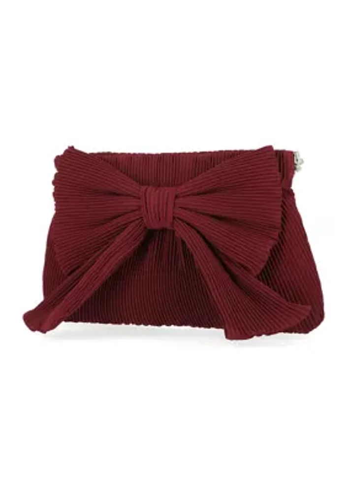 Vivienne - Pleated Crepe Bow Clutch