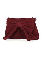 Vivienne - Pleated Crepe Bow Clutch